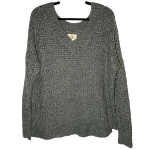 Hollister - Women's Gray V-Neck Long Sleeve Sweater - Size L